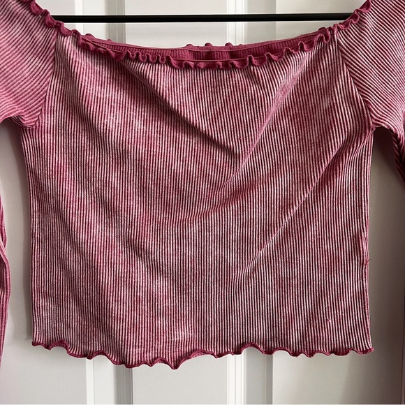 Aeropostale Pink Ribbed Off Shoulder Crop Top - Picture 6 of 6